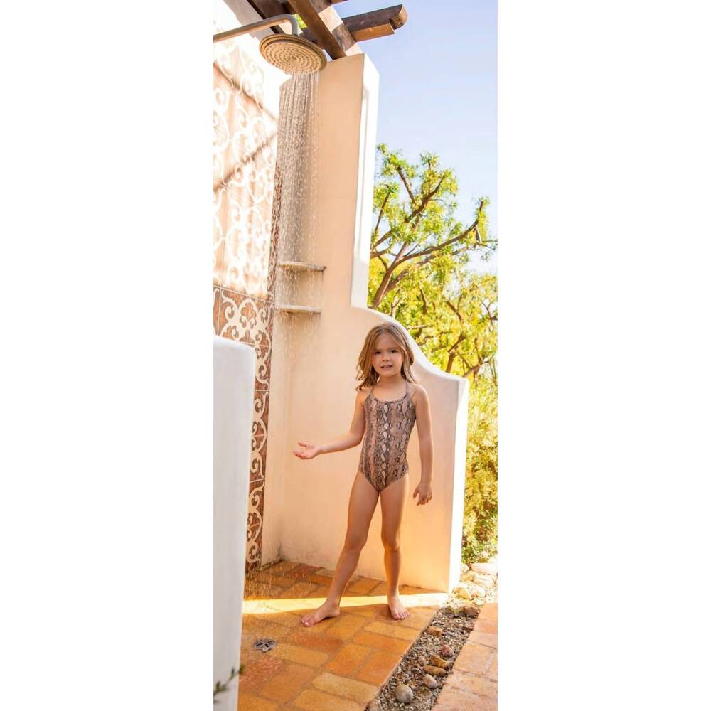 NEW PQ SWIM kids kaa ayah cut out one piece in brown